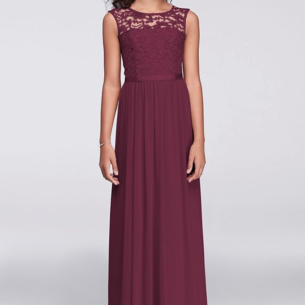 David’s Bridal Junior Bridesmaid Dress (Wine)